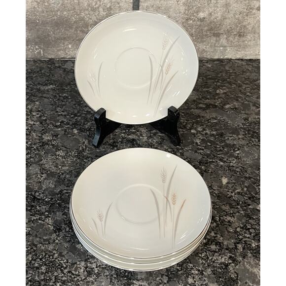 4 Vintage Platinum Wheat 5 3/4” Saucers Fine China of Japan - Picture 3 of 5